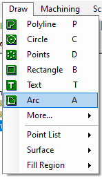 Arc button on the drawing menu